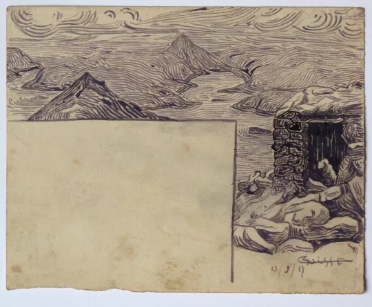 Gaston SUISSE (1896-1988) - Menu, lac de Presba. 