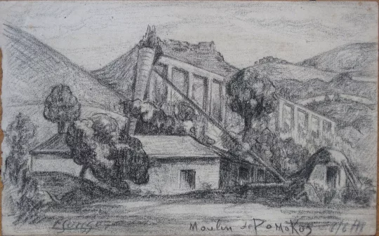Gaston SUISSE (1896-1988) - Moulin de Pomokos. 1917.